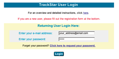 This is an image of the returning users login fields.  One field says Enter your email address and the other field says enter your password. There is also a login button at the bottom of the form.