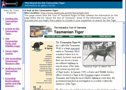 Example of Frames View of a Track in TrackStar